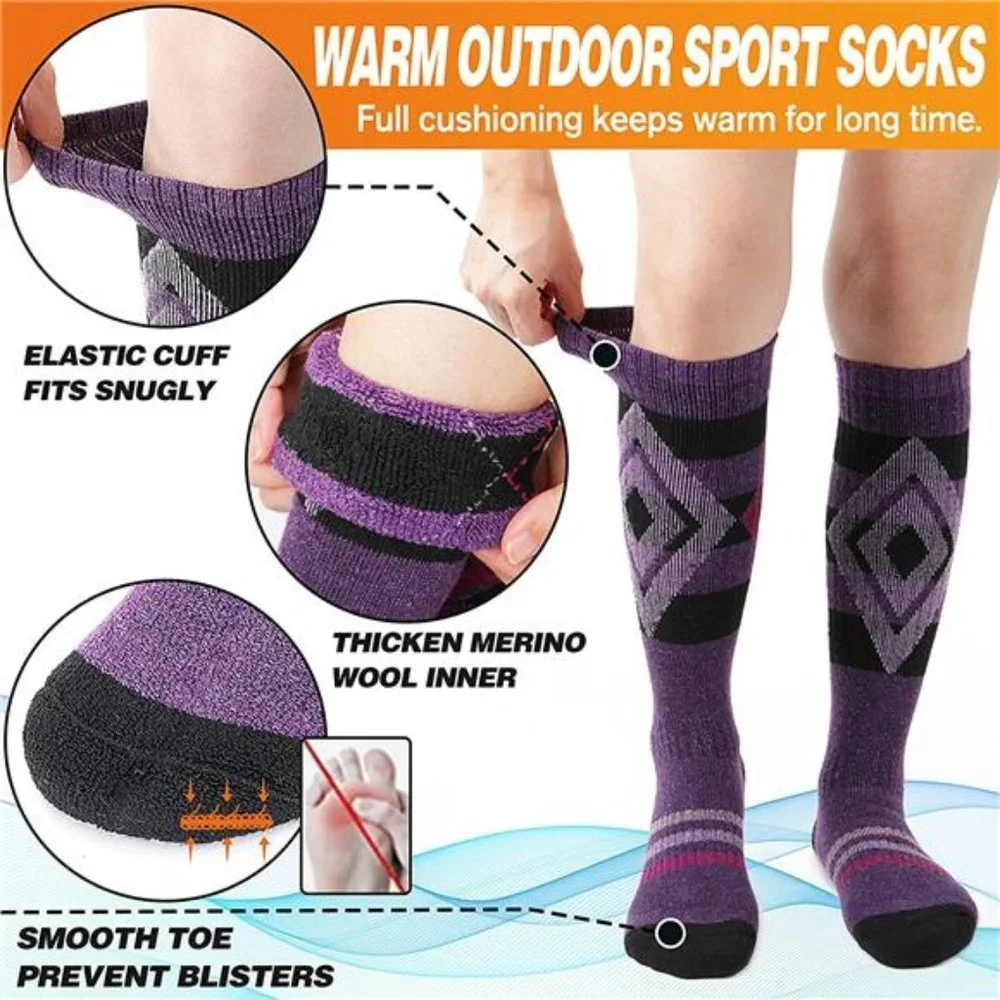 3 Pairs Unisex Thermal Winter Warm Thick Knee High Socks